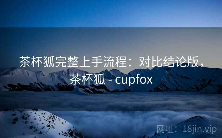 茶杯狐完整上手流程：对比结论版，茶杯狐 - cupfox